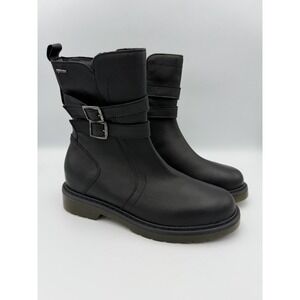 IGI&Co Black Leather Moto Ankle Boots Side Zip Women's 6.5 Made in Italy